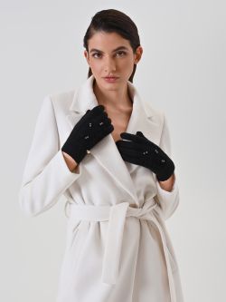 Black Pearl-Embellished Cable-Knit Gloves sp_e1