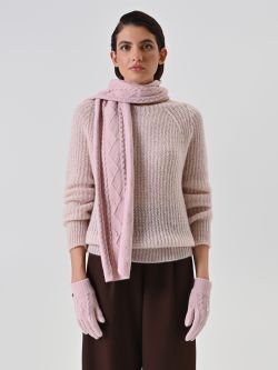 Pink Cable-Knit Gloves with Pearls 1 Rinascimento Pink Cable-Knit Gloves with Pearls det_1