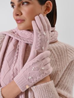 Pink Cable-Knit Gloves with Pearls 2 Rinascimento Pink Cable-Knit Gloves with Pearls in_i5