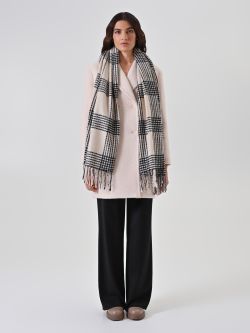 Bufanda de cuadros beige y negra 1 Rinascimento Bufanda de cuadros beige y negra det_1