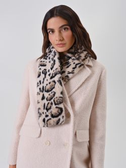 Beige Leopard Print Scarf in_i4
