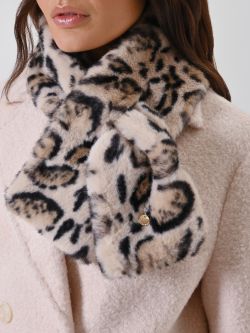 Beige Leopard Print Scarf in_i5