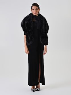 Black Faux-Fur Stole 1 Rinascimento Black Faux-Fur Stole det_1