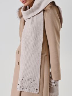 Crystal and Stone Embellished White Scarf in_i5