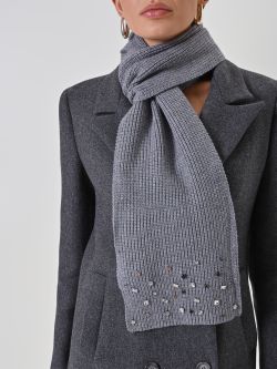 Stone-Embellished Grey Scarf 2 Rinascimento Stone-Embellished Grey Scarf in_i5