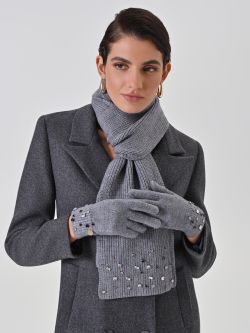 Stone-Embellished Grey Knit Gloves 0 Rinascimento Stone-Embellished Grey Knit Gloves sp_e1