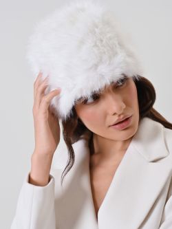 Cream White Faux Fur Hat in_i5
