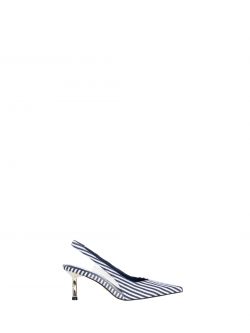 Escarpins slingbacks à rayures blanc et bleu det_1