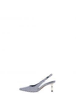 Escarpins slingbacks à rayures blanc et bleu det_2