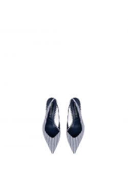 Escarpins slingbacks à rayures blanc et bleu det_3