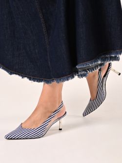Escarpins slingbacks à rayures blanc et bleu in_i7