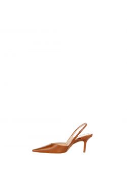 Brown Faux Leather Slingbacks det_2