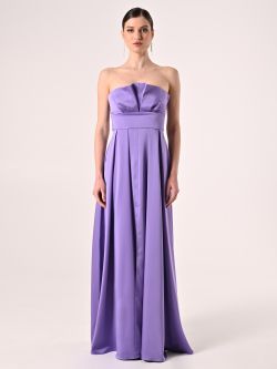Robe longue lilas en satin det_1