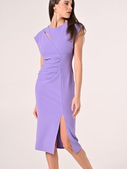 Lavender Purple Sheath Dress with Cut-out Detail in_i7