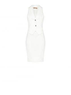 Vestido de tubo blanco estilo chaleco det_4