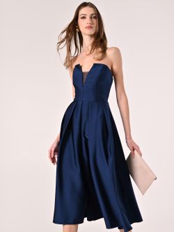 Robe évasée bleue en satin lourd sp_e1