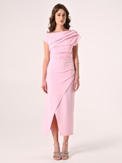 Scuba Crepe Sheath Dress with Asymmetric Slit det_1