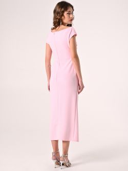 Scuba Crepe Sheath Dress with Asymmetric Slit det_3