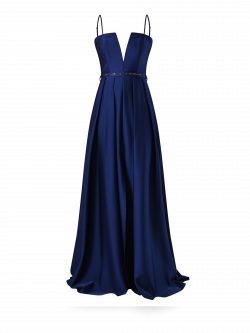 Rinascimento Atelier-Kleid mit Tellerrock in Blau det_4