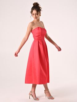Bustierkleid mit Tellerrock aus Twilll in Kamelienrosa in_i7