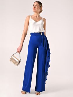 Pantaloni Ampi Blu Cina con decoro Gioiello in_i7