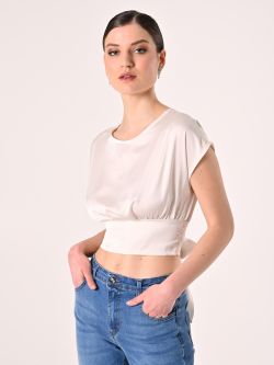 Bluse in Weiß mit Schleife in_i7