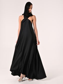 Vestido largo negro con escote cruzado sp_e1