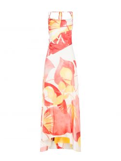 Robe longue en satin imprimé feuilles det_4