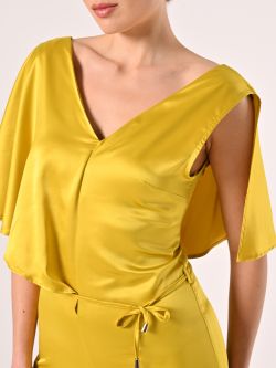 Jumpsuit in Avocado Green Satin in_i5