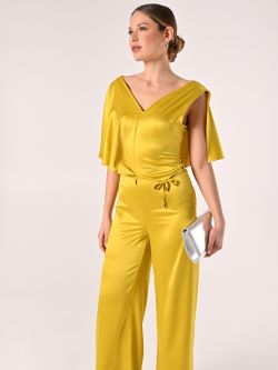 Jumpsuit in Avocado Green Satin sp_e1