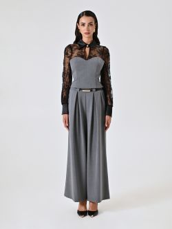 Blusa in Pizzo con Bustier effetto Fresco Lana det_1