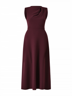 Midi-Kleid in Bordeaux mit Stehkragen 5 Rinascimento Midi-Kleid in Bordeaux mit Stehkragen det_4