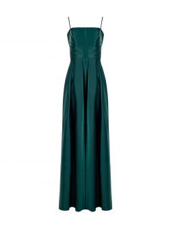Lange Kleid aus Satin in Grün det_4