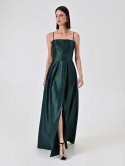 Lange Kleid aus Satin in Grün in_i7