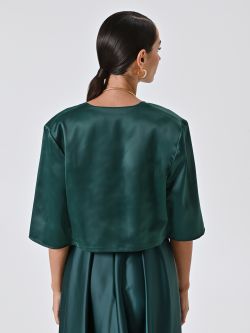 Bolero en satén verde det_3