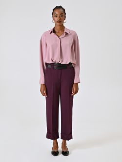 Pantalón burdeos efecto lana con dobladillo det_1