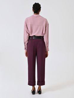 Pantalón burdeos efecto lana con dobladillo det_3