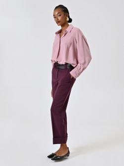 Pantalón burdeos efecto lana con dobladillo in_i7