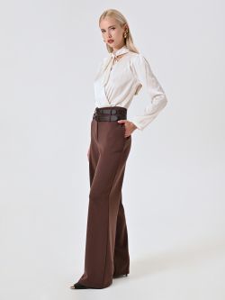 Pantalon large marron à revers in_i7
