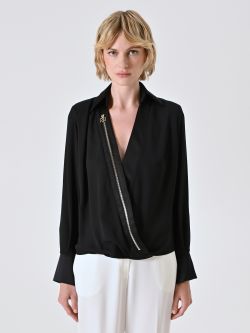 Blusa Camicia Nera con Zip Dorata det_2