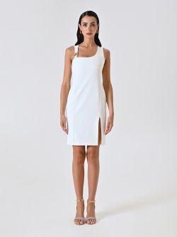 Vestido de tubo blanco con joya det_1