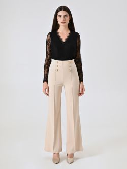 Hose mit sechs Knöpfen in hellem Beige det_1