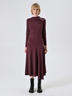 Vestido en punto milano ligero burdeos det_1
