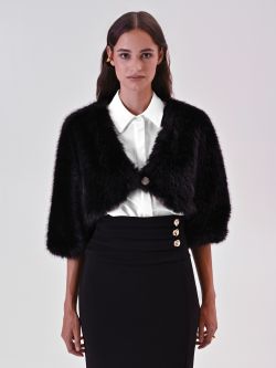 Boléro noir effet fourrure 2 Rinascimento Boléro noir effet fourrure det_2