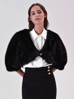 Black Faux Fur Shrug in_i7