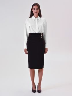 Falda negra con botones de diseño 1 Rinascimento Falda negra con botones de diseño det_1