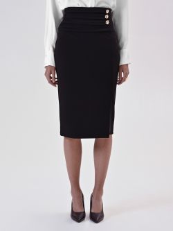 Czarna spódnica z designerskimi guzikami det_2