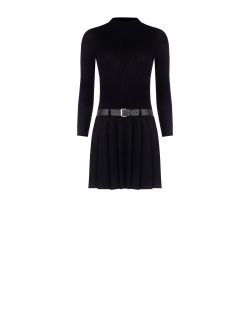 Black Dress with Pleated Skirt det_4