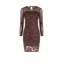 Abito Marrone in Tulle Ricamo Paillettes 6 Rinascimento Abito Marrone in Tulle Ricamo Paillettes det_4