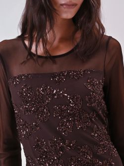 Abito Marrone in Tulle Ricamo Paillettes 4 Rinascimento Abito Marrone in Tulle Ricamo Paillettes in_i5